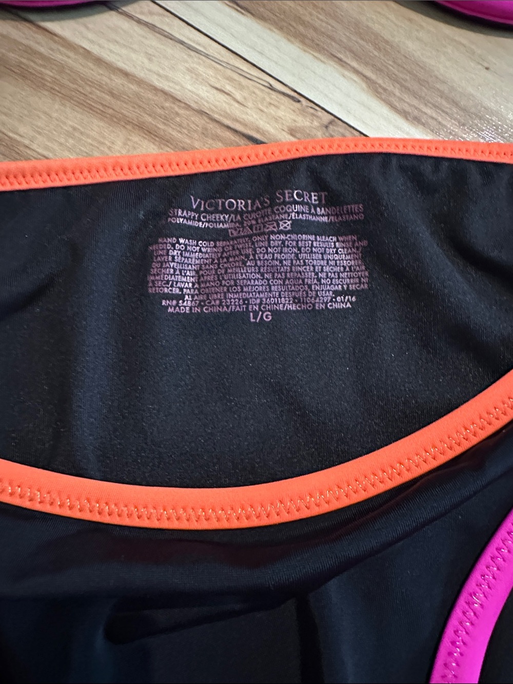 Victoria's Secret Black Bikini with Pink & Orange Trim - Picture 2 of 5